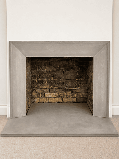 Black honed granite hearth